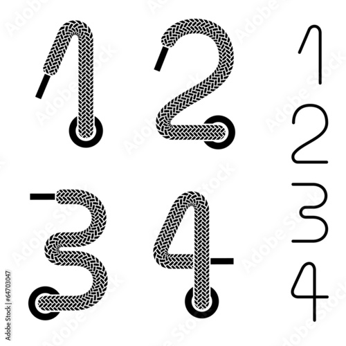 vector shoe lace numbers 1 2 3 4
