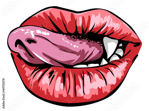 Licking sexy red lips illustration