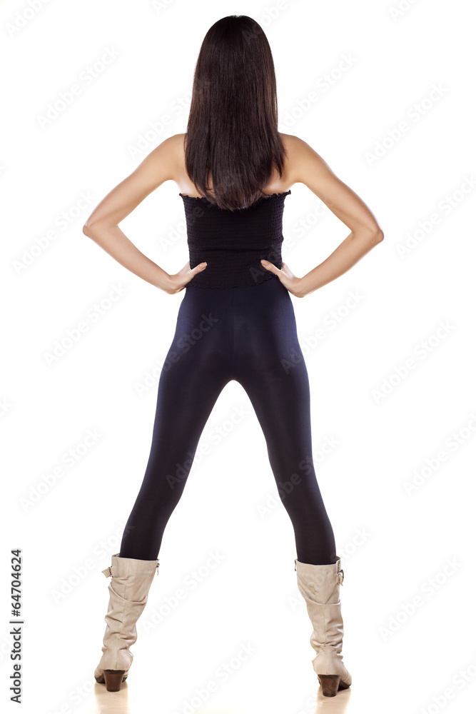 rear view of skinny young girl in tights rear view of skinny young girl in tights