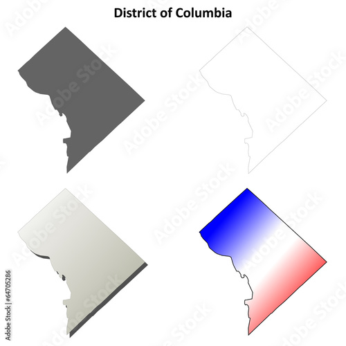 District of Columbia blank outline map set