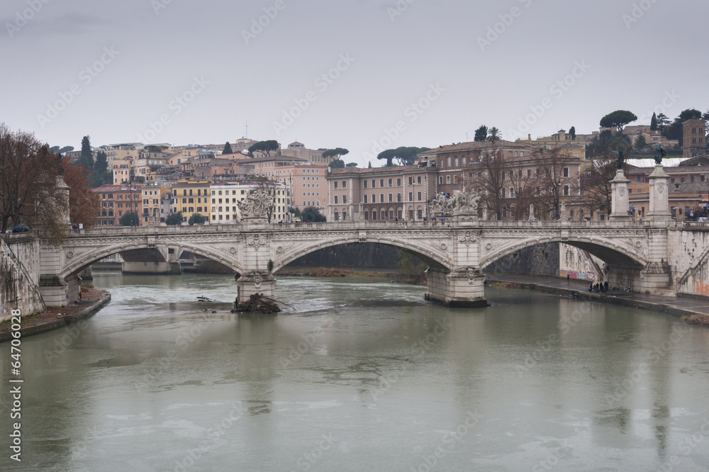 Bridge over the Tiber River, Rome, Italy