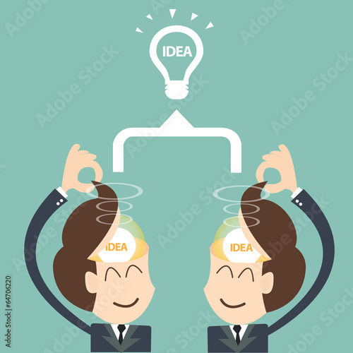 two businessmen brainstorming bulb as concept