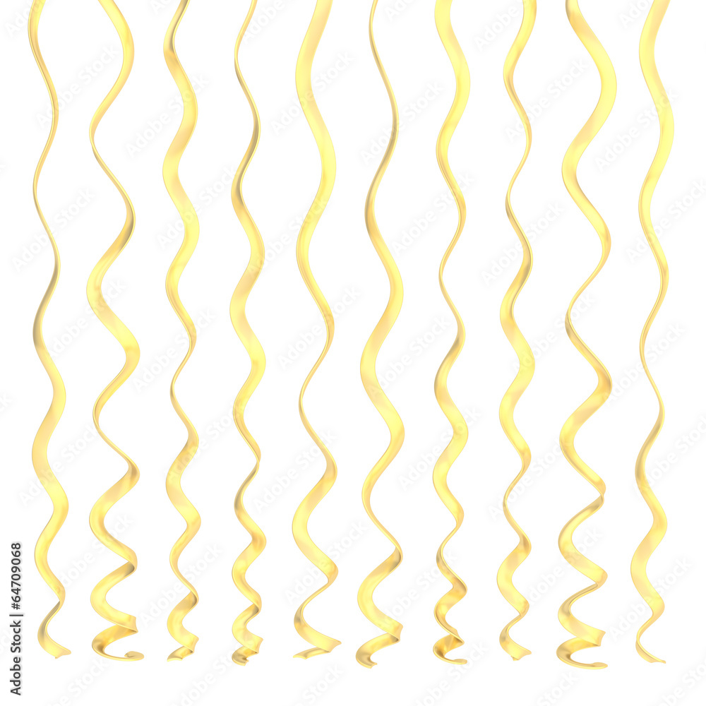Serpentine ribbons isolated Serpentine ribbons isolated