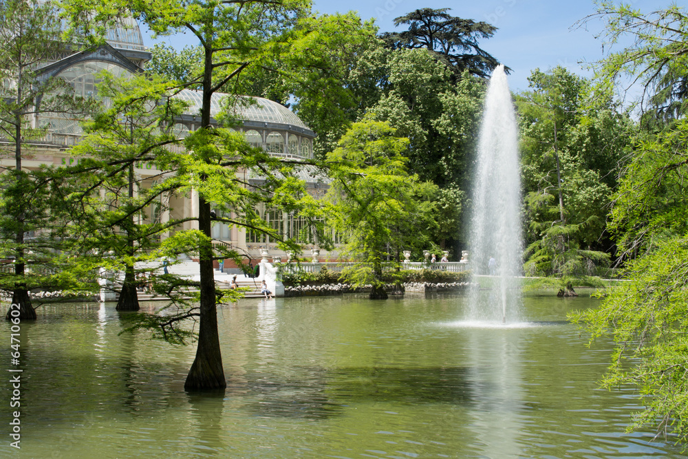 Retiro Park, Crystal Palace as background, Madrid (Spain)