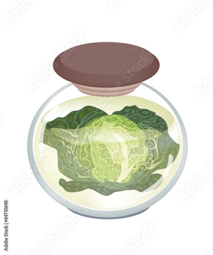 A Jar of Delicious Pickled Savoy Cabbage
