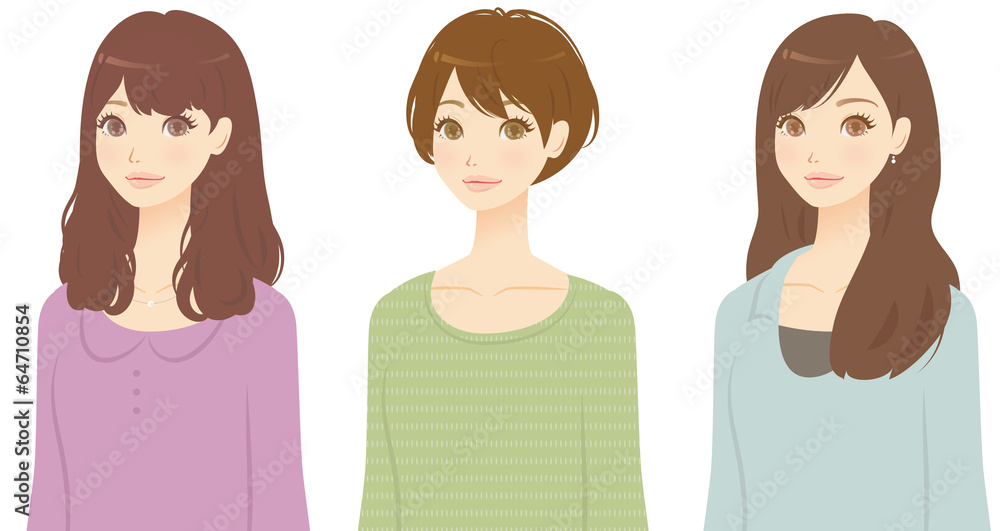 いろいろな髪型の女性 Stock イラスト Adobe Stock