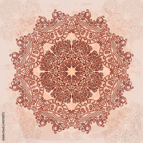 Round openwork abstract element. Vintage banner ethnic pattern