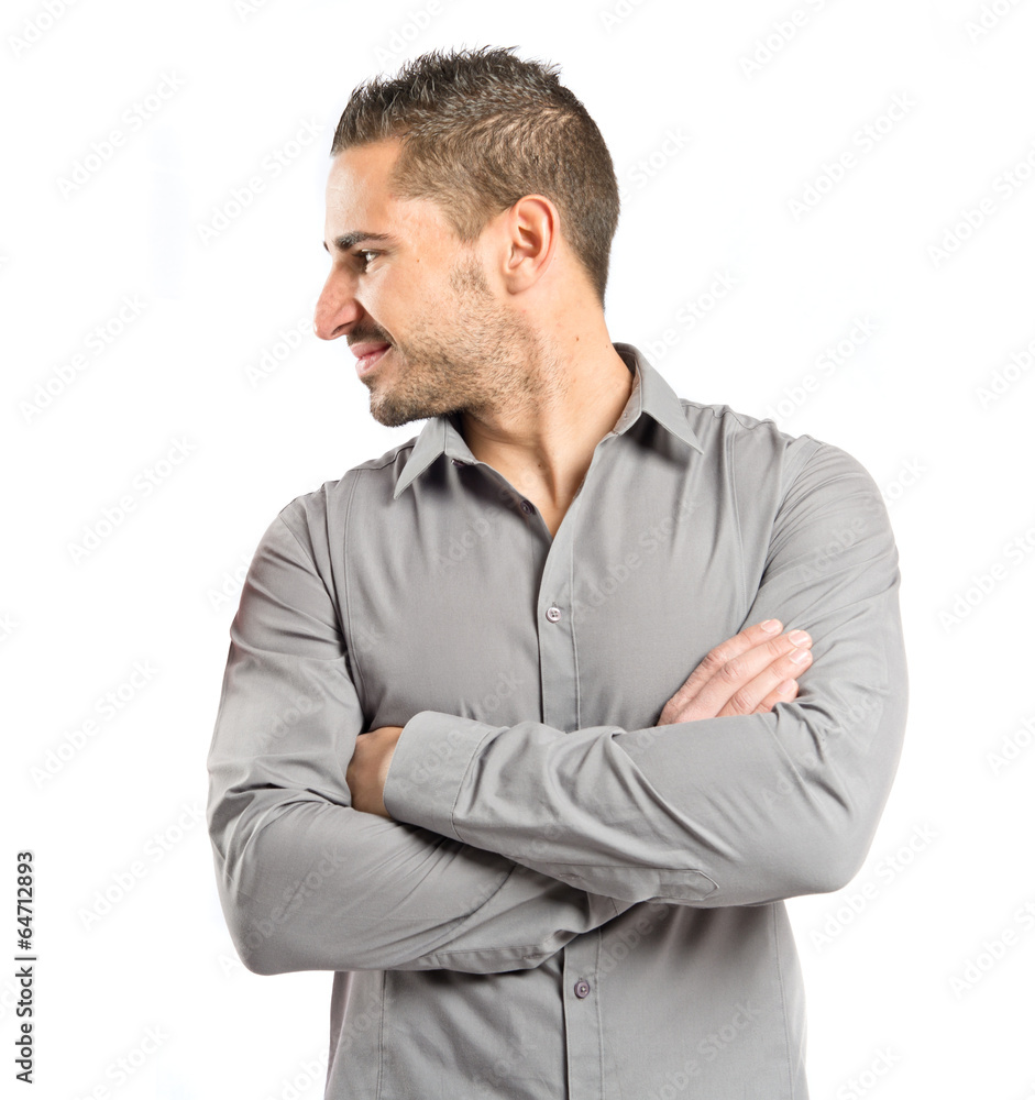 Handsome man with arms crossed over isolated background Handsome man with arms crossed over isolated background