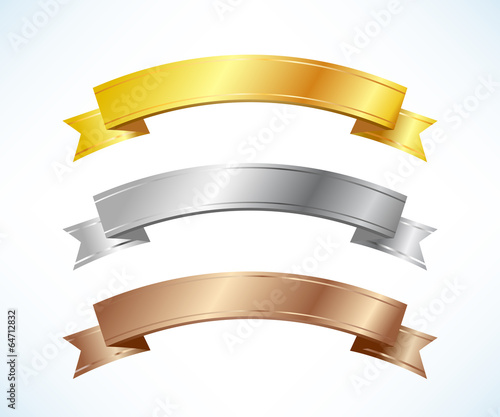 Gold, silver and bronze ribbons set