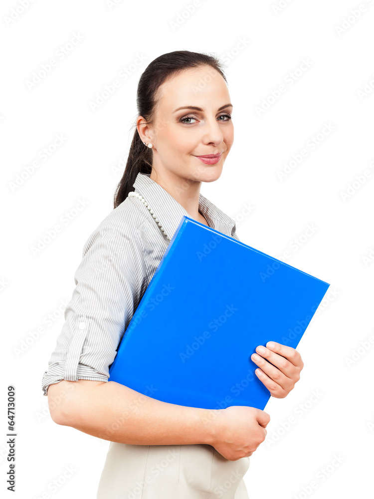 business woman with a blue folder business woman with a blue folder
