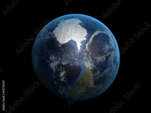 3D render the planet Earth on a black background, high resolutio