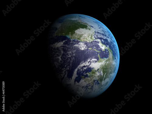 3D rendering of the planet Earth on a starry background, high re #64713089