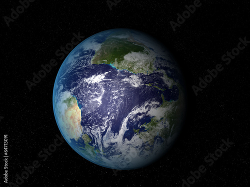 3D rendering of the planet Earth on a starry background, high re