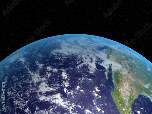 Fototapeta Naklejka Na Ścianę i Meble -  3D rendering of the planet Earth on a starry background, high re