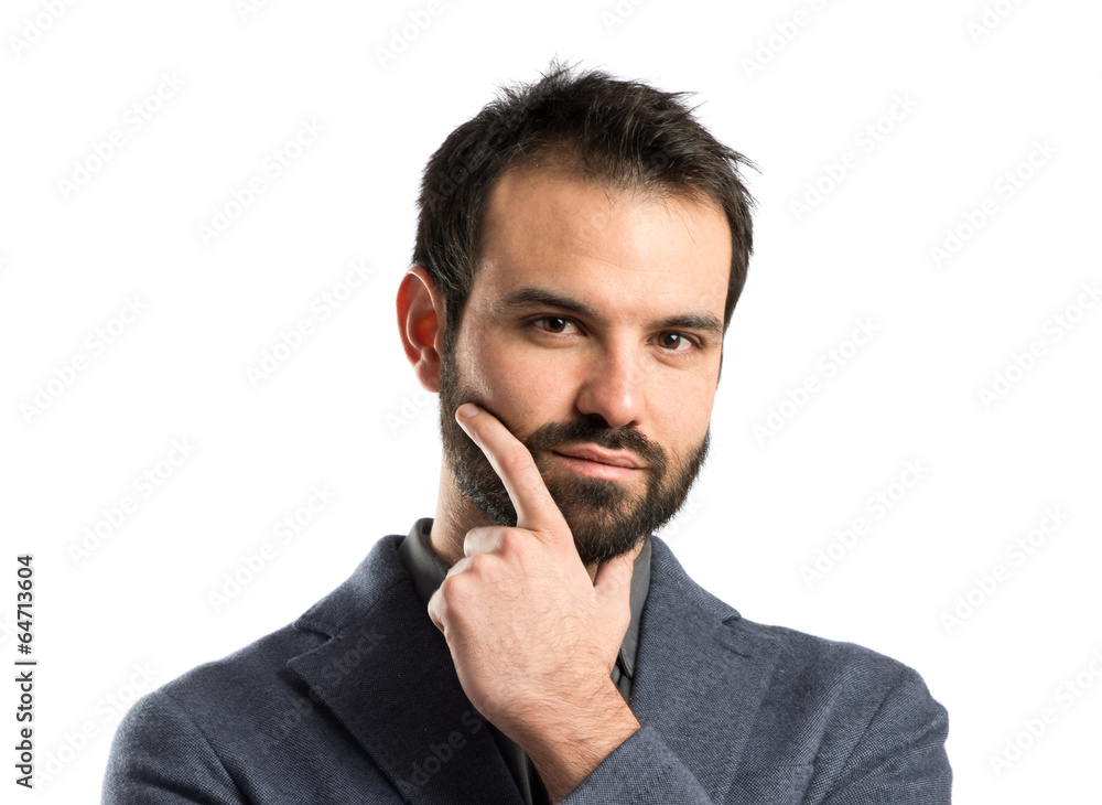 business man thinking over white background