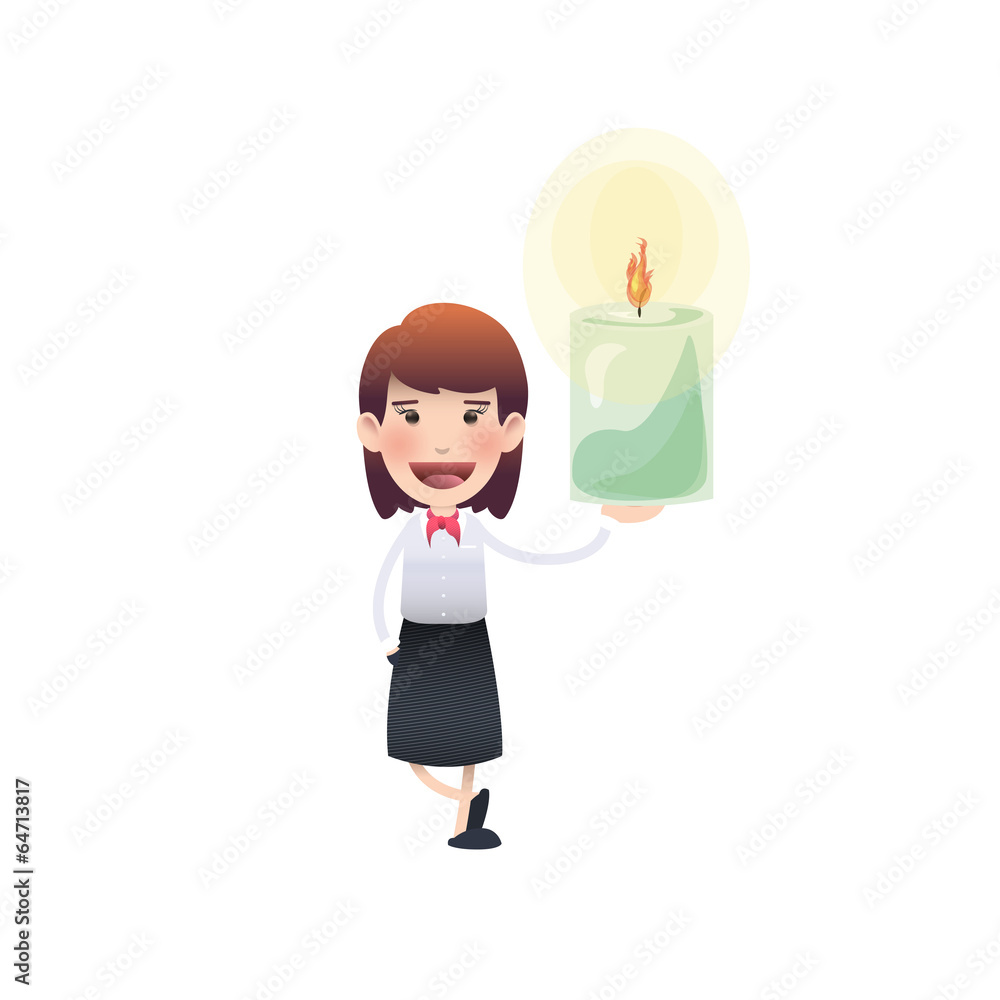 Business woman with candle over isolated white background Business woman with candle over isolated white background