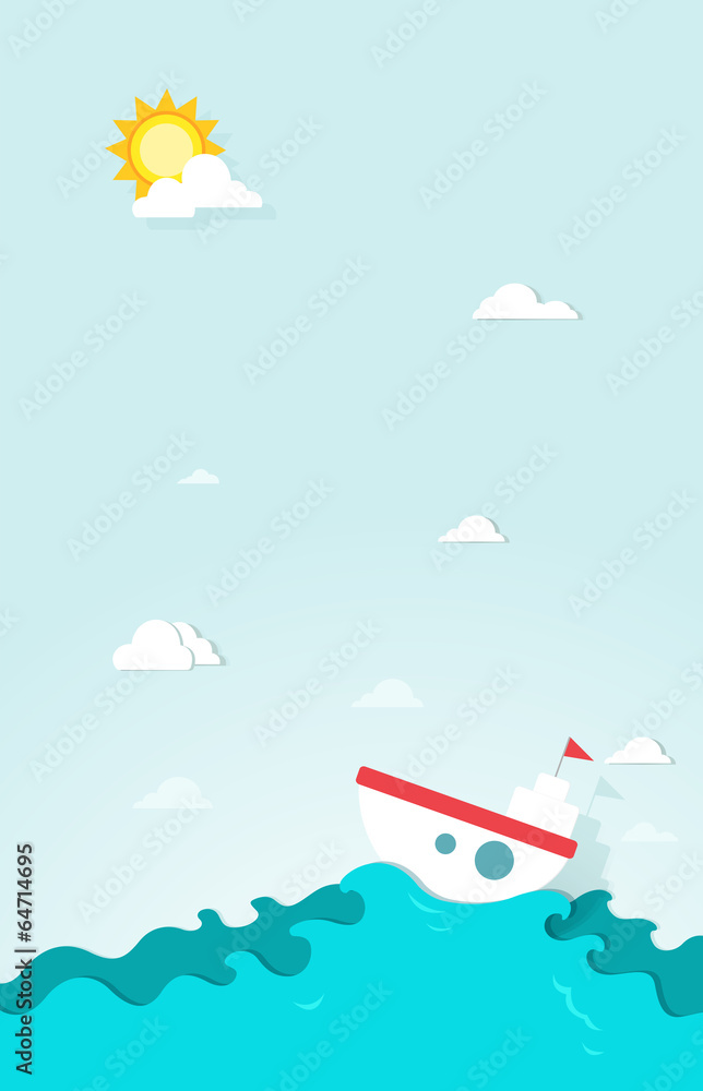 boat in the sea paper