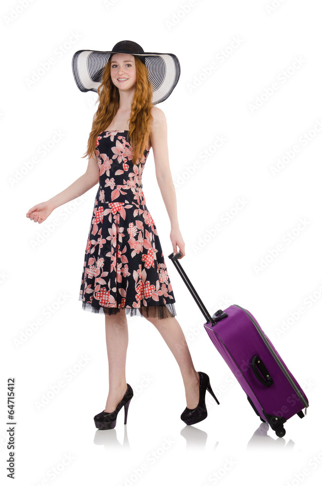 Woman ready for summer holiday isolated on white Woman ready for summer holiday isolated on white