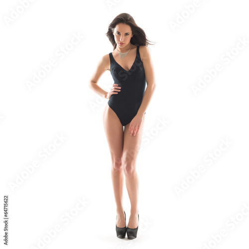 Sexy woman with black underwear isolated on white background. Fu © pio3