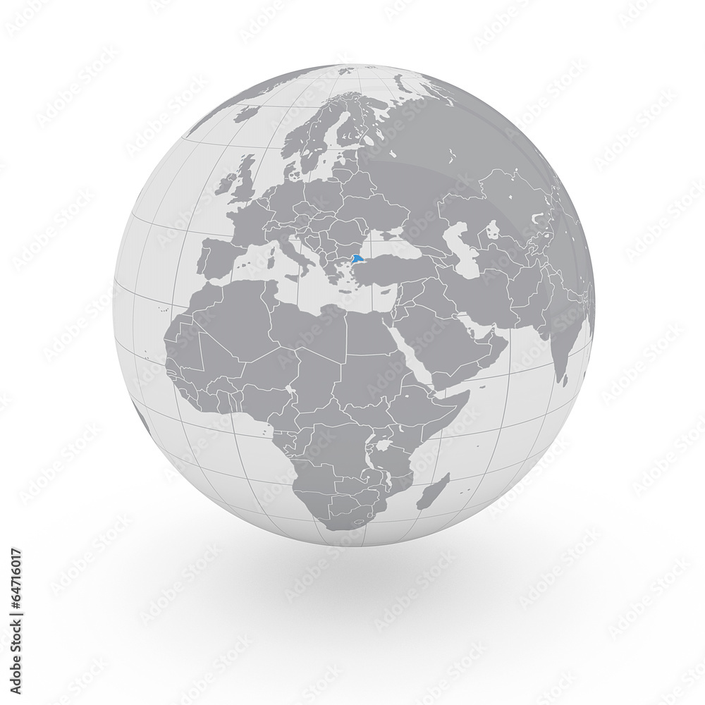 Mappamondo Europa Turchia occidentale Mappamondo Europa Turchia occidentale