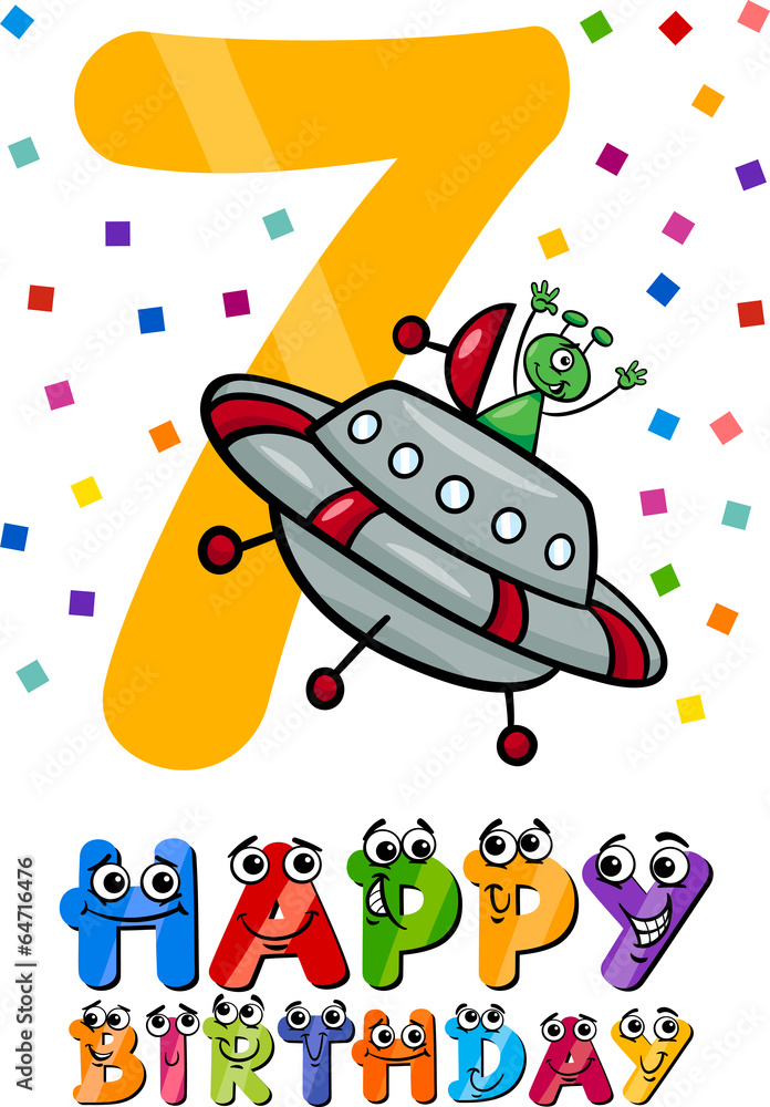 Fotografie seventh birthday cartoon design