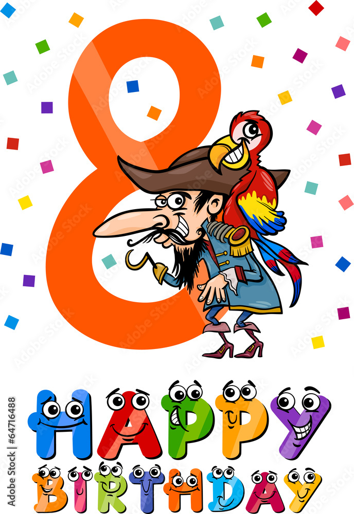 eighth birthday cartoon design