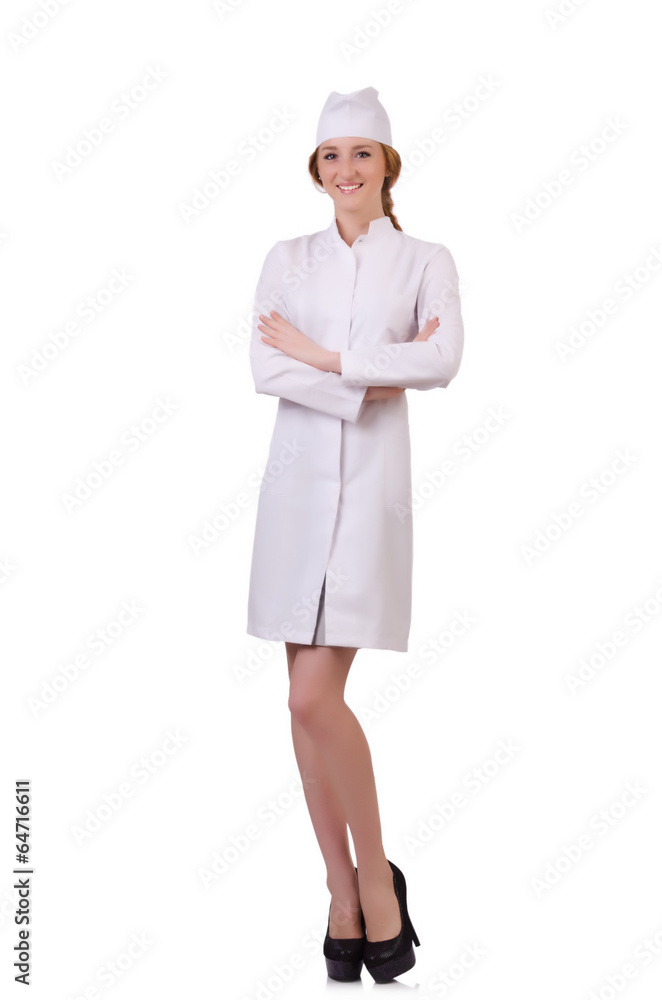 Pretty doctor isolated on white Pretty doctor isolated on white
