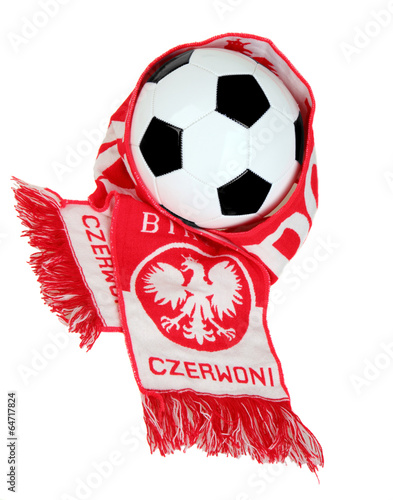 Football Polish symbols: fans scarf and football