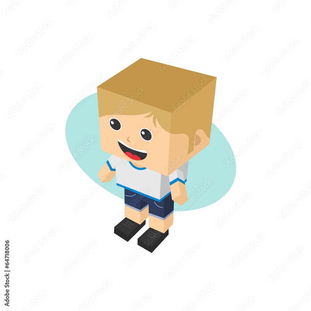block isometric cartoon character block isometric cartoon character