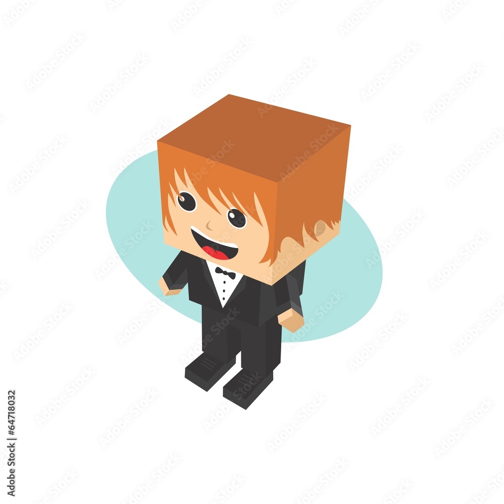 block isometric cartoon character block isometric cartoon character