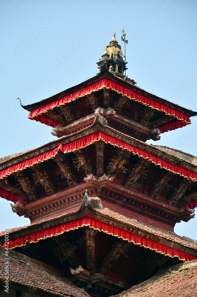 Roof of Hanuman Dhoka Royal Palace at Kathmandu Durbar Square