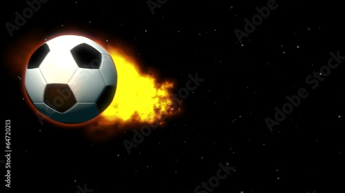 Feuriger Fußball vor Sternenhintergrund
