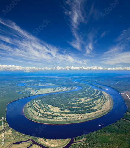 Loop of forest river