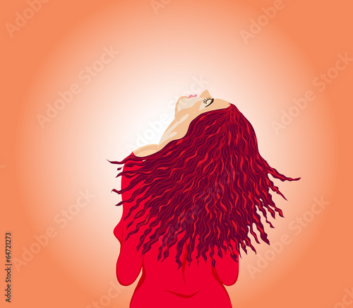 Woman with red hair. Vector.