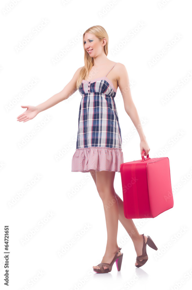 Woman ready for summer holiday isolated on white Woman ready for summer holiday isolated on white