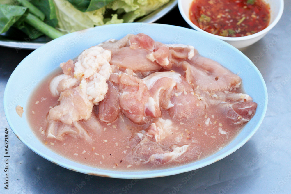 Marinated pork for sukiyaki - asia food