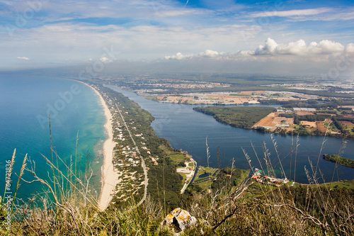 Tableau sur toile View of beach, lake and clear sea from Mount Circeo