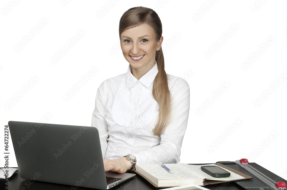 Business woman in office at the table Business woman in office at the table