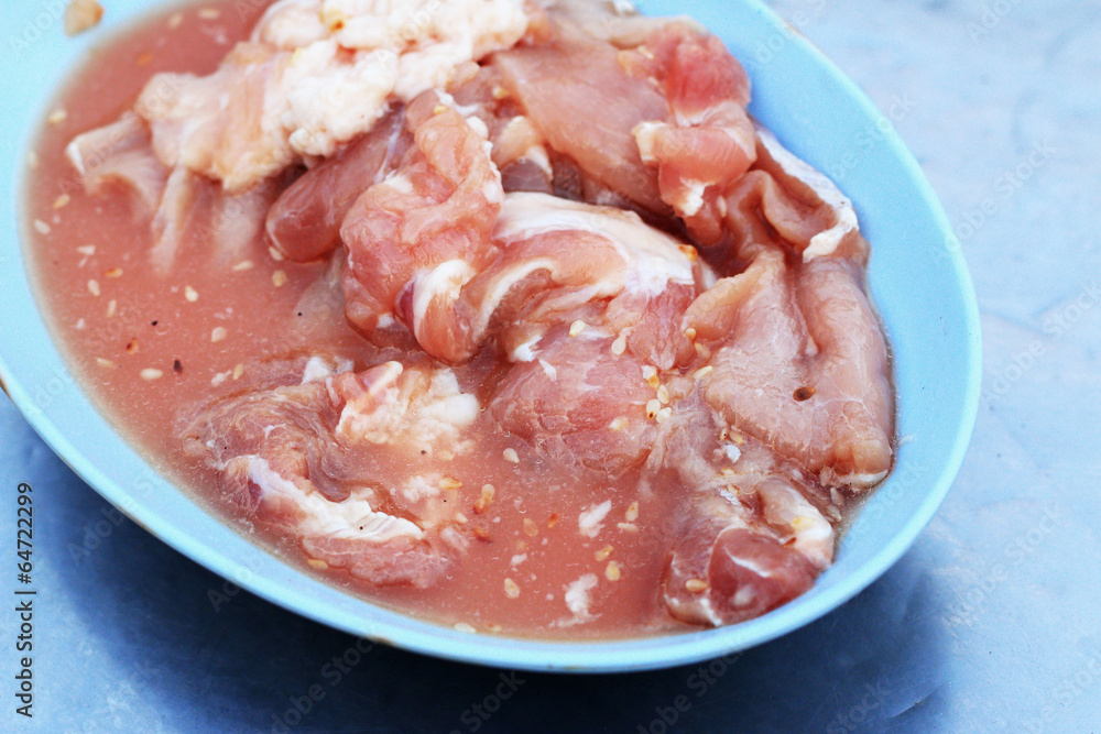 Marinated pork for sukiyaki - asia food