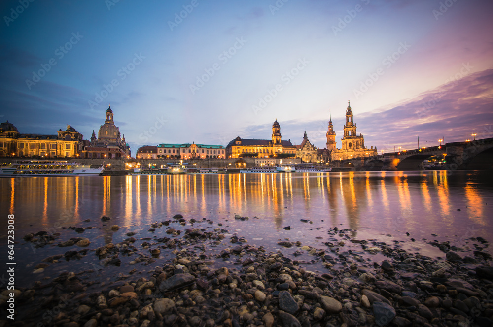 Dresden Skyline at night, Germany