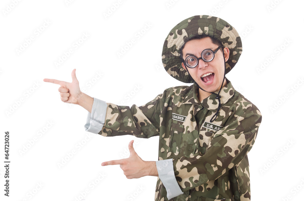 Funny soldier isolated on the white Funny soldier isolated on the white