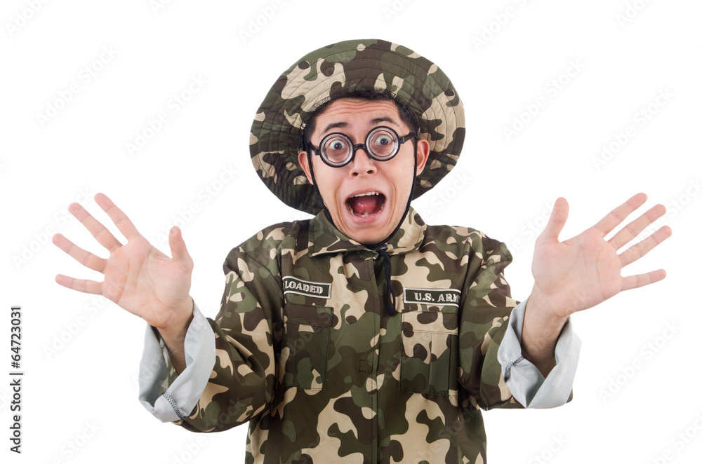 Funny soldier isolated on the white Funny soldier isolated on the white