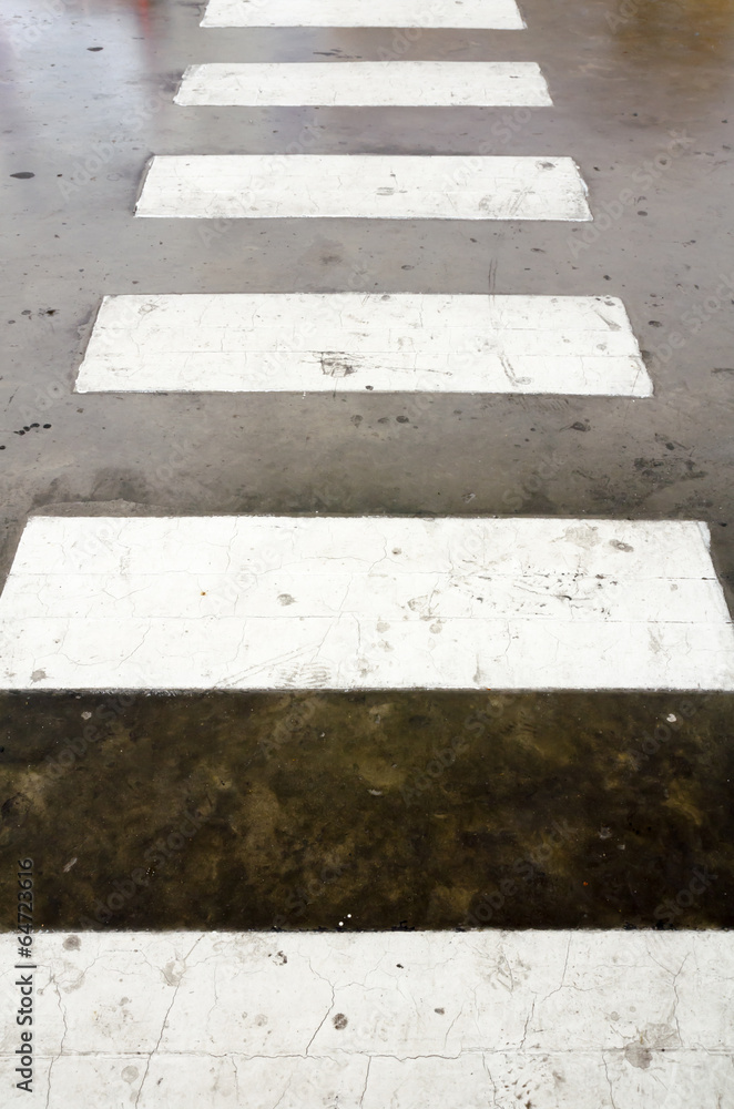 Fototapeta premium Crosswalk on the polished cement floor
