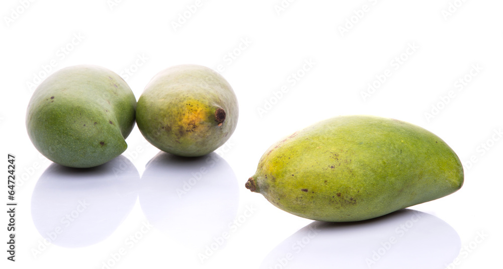 Green mango fruit over white background Green mango fruit over white background