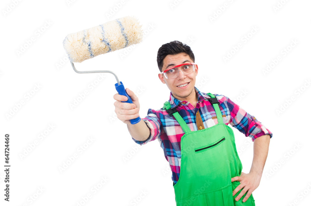 Funny painter isolated on white Funny painter isolated on white