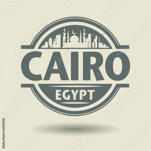 Stamp or label with text Cairo, Egypt inside, vector