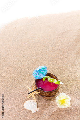 Coconut cocktail on the beach