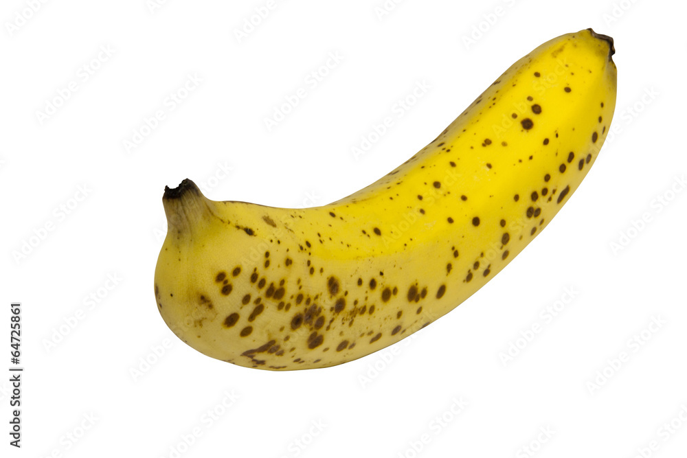 Ripe Single Yellow Banana with Spotted Peel