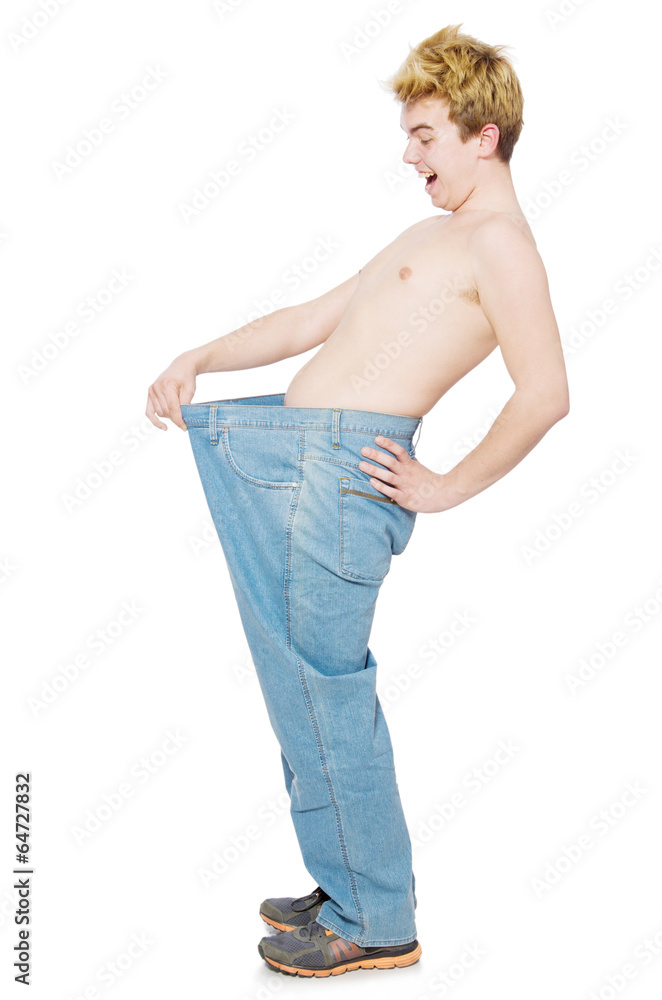 Funny man with trousers isolated on white Funny man with trousers isolated on white