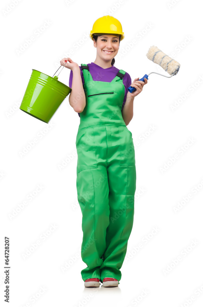 Woman painter isolated on the white background Woman painter isolated on the white background
